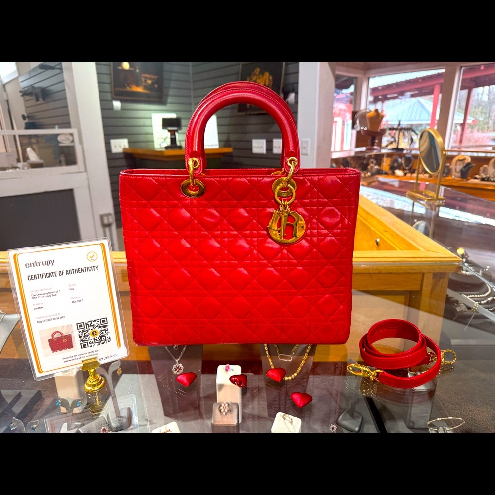 Lady Dior Red Lambskin Bag